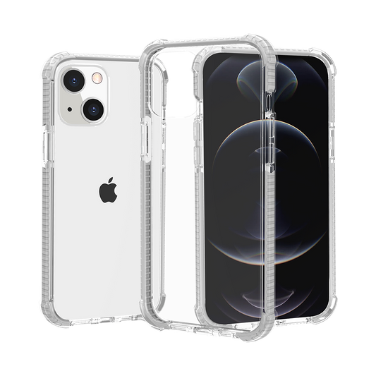For Apple iPhone 13 Pro (6.1") Slim Hybrid Transparent Rubber Gummy Gel Hard PC Silicone TPU Color Bumper Frame  Phone Case Cover