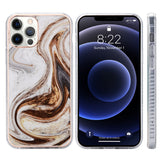 For Apple iPhone 13 /Pro Max Mini Fashion Marble Pattern IMD Design Gem Stone Hybrid Shockproof Bumper Rubber Slim Fit Hard PC  Phone Case Cover