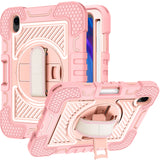 For Apple iPad 10th Gen 2022 Hybrid 3in1 Multi-Functional Tablet Case with Hand, Shoulder Strap, Pencil & Stand Holder Rose Gold Phone Case Cover