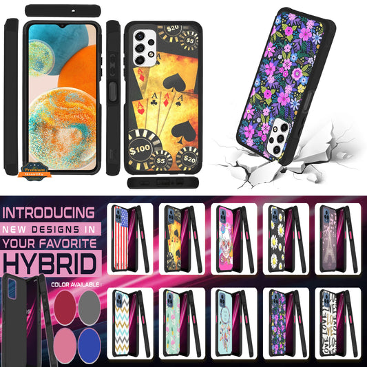 For Samsung Galaxy A23 5G Graphic Design Pattern Hard PC TPU Tough Strong Hybrid Shockproof Armor Frame  Phone Case Cover