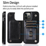 For Apple iPhone 13 Pro (6.1") PU Leather [Two Magnetic Clasp] [Card Slots] Stand Function Shockproof Back Wallet Flip  Phone Case Cover