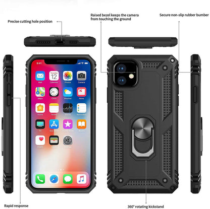 For Samsung Galaxy Note 20 Ultra Shockproof Hybrid Dual Layer PC + TPU with Ring Stand Metal Kickstand Heavy Duty Shell  Phone Case Cover