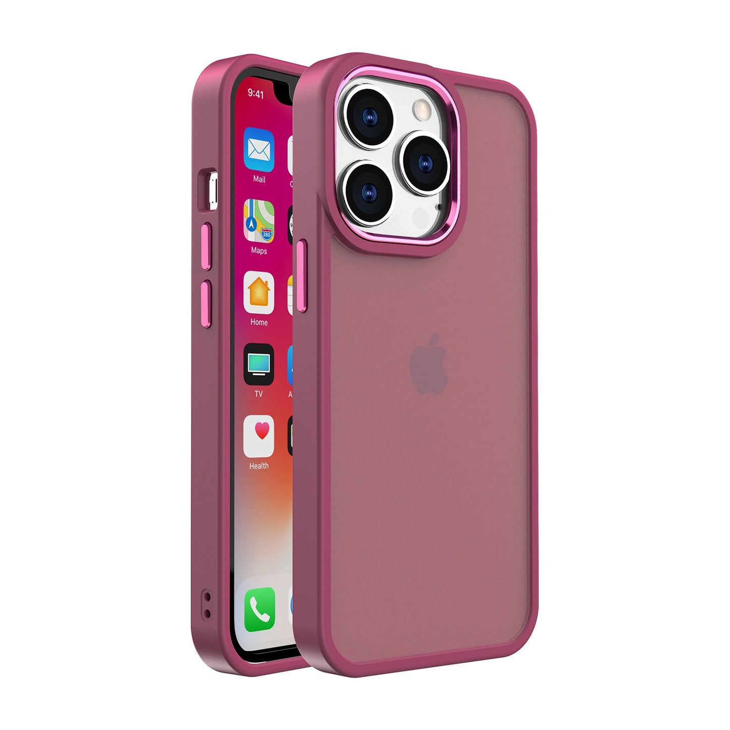 For Apple iPhone 14 (6.1") Slim Fit Hybrid Frosted Matte Polished Oil Thick Acrylic Hard PC TPU Frame  Phone Case Cover