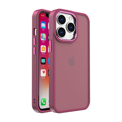For Apple iPhone 14 (6.1") Slim Fit Hybrid Frosted Matte Polished Oil Thick Acrylic Hard PC TPU Frame  Phone Case Cover