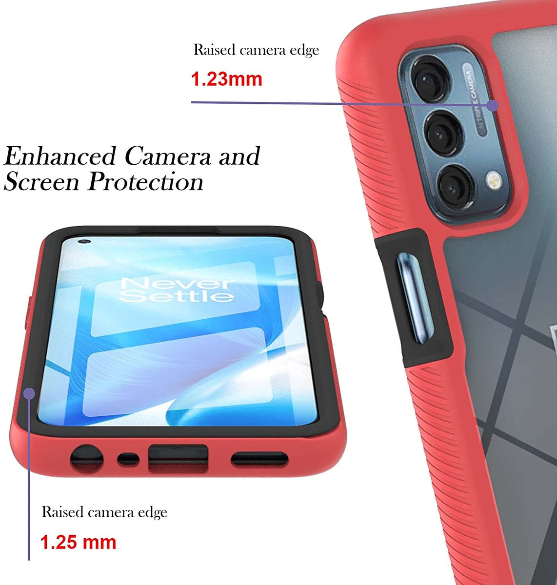 For TCL Stylus 5G Full Body Frame Armor Slim Hybrid Double Layer Hard PC + TPU Transparent Back Rugged Shockproof Clear / Pink Phone Case Cover