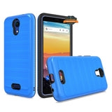 For AT&T Calypso Brushed Metal Texture Hybrid Dual Layer Defender TPU PC Rugged Shockproof Armor Carbon Fiber Design  Phone Case Cover