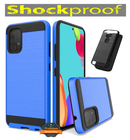 For Motorola Moto G Pure Hybrid Rugged Brushed Metallic Design [Soft TPU + Hard PC] Dual Layer Shockproof Armor Impact Slim Blue Phone Case Cover
