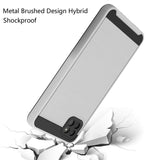 For Samsung Galaxy A22 5G Hybrid Rugged Brushed Metallic Design [Soft TPU + Hard PC] Dual Layer Shockproof Armor Impact Slim Silver Phone Case Cover