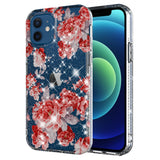 For Apple iPhone 11 /11 Pro Max Slim Hybrid Shiny Glitter Clear Floral Pattern Bloom Flower Design TPU Gel Hard PC Back  Phone Case Cover