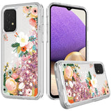 For Apple iPhone 13 Pro (6.1") Waterfall Quicksand Flowing Liquid Water Glitter Flower Design Bling Shockproof TPU Hybrid Protective  Phone Case Cover