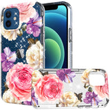For Apple iPhone SE 2022 3rd/SE 2020/8/7 Slim Hybrid Shiny Glitter Clear Floral Pattern Bloom Flower Design TPU Hard Back  Phone Case Cover