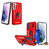 For Samsung Galaxy S22 Ultra Invisible Wallet Credit Card Holder with Ring Stand Kickstand Heavy Duty Slim Shockproof Hybrid  Phone Case Cover