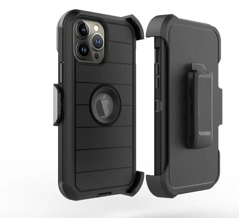 For Apple iPhone 13 Pro Max 6.7" Combo 3in1 Holster Heavy Duty Rugged with Swivel Belt Clip and Kickstand Black Phone Case Cover