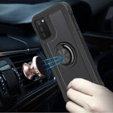 For Samsung Galaxy A03S Transparent Magnetic Ring Stand Hybrid 360 Degree Rotation Kickstand Armor Bumper Defender  Phone Case Cover