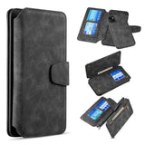 For Apple iPhone 13 /Pro Max Mini Wallet Case Magnetic Detachable Zipper Pocket PU Leather Flip Pouch with 7 Credit Card Slots Holder  Phone Case Cover