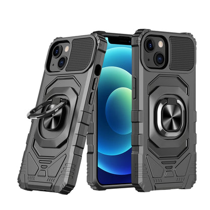 For Apple iPhone 14 /14 Pro Max Full-Body 2in1 Magnetic Car Mount Metal Ring Holder Kickstand Heavy Duty Hybrid  Phone Case Cover