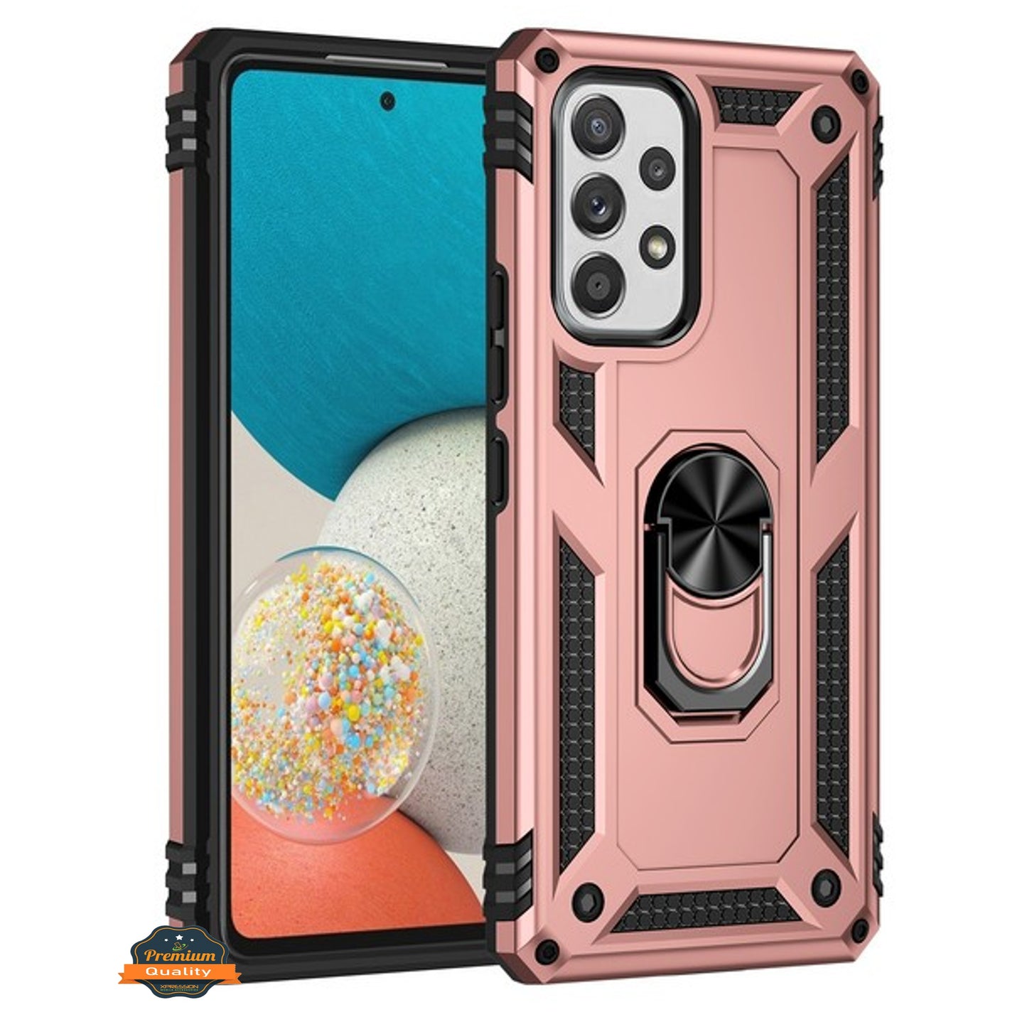 For Samsung Galaxy A23 5G Shockproof Hybrid Dual Layer PC + TPU with Ring Stand Metal Kickstand Heavy Duty Armor Shell  Phone Case Cover
