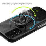 For Samsung Galaxy S21 FE /Fan Edition Military Grade Hybrid Heavy Duty 2 in 1 Hard PC and Silicone with Ring Stand Holder  Phone Case Cover