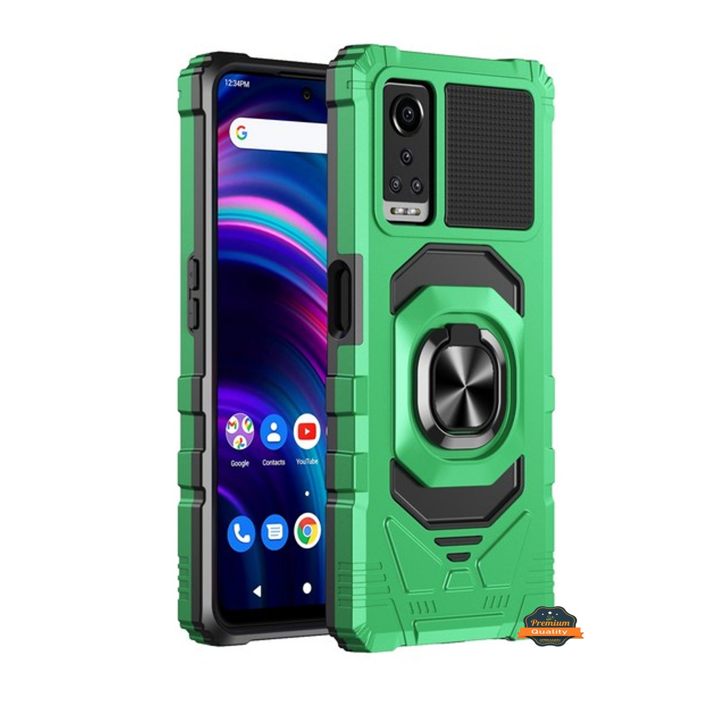 For AT&T Maestro 3 Hybrid Magnetic Car Mount Ring Kickstand Stand Holder Full-Body Armor Protective [Military Grade]  Phone Case Cover