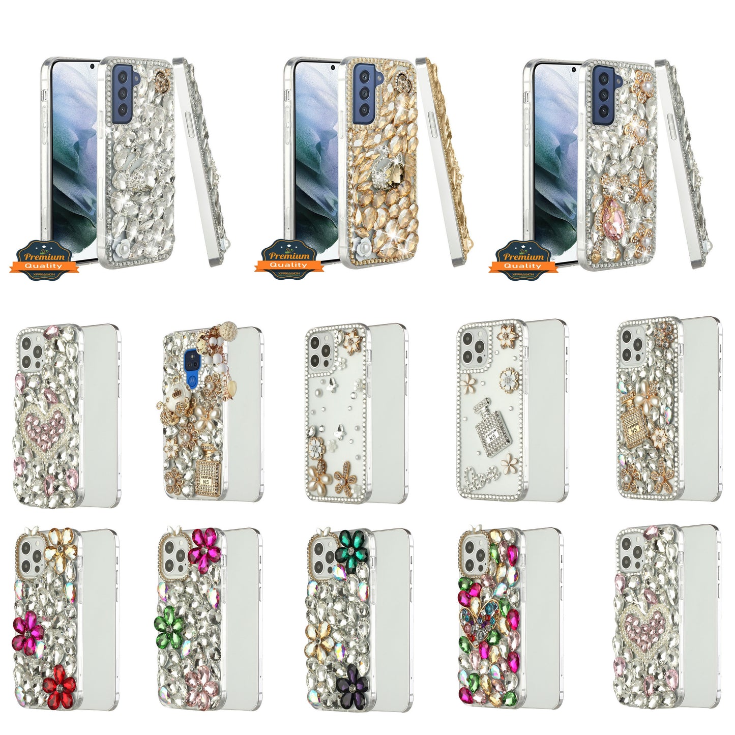 For Apple iPhone XR Bling Clear Crystal 3D Full Diamonds Luxury Sparkle Transparent Rhinestone Hybrid Bumper  Phone Case Cover