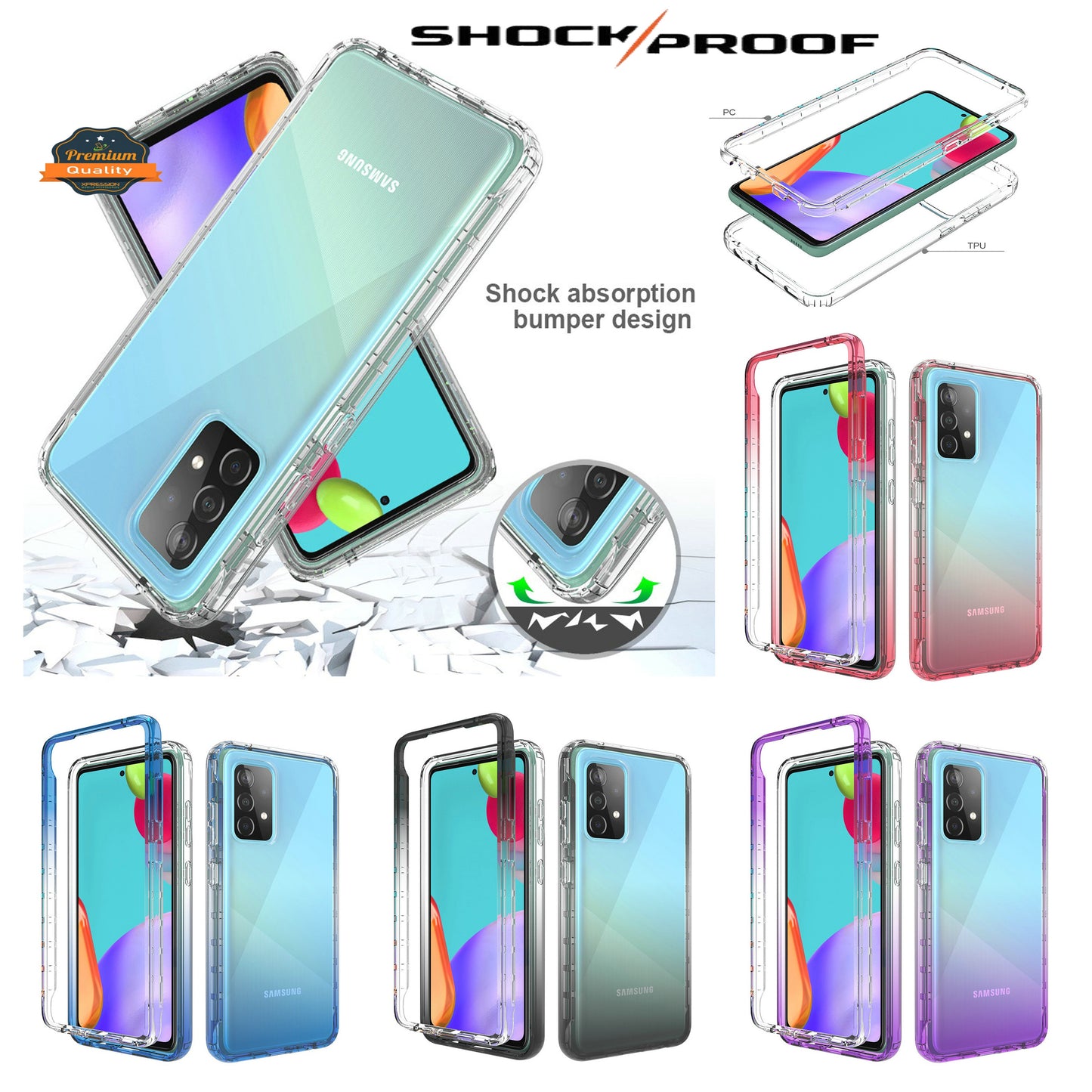 For OnePlus Nord N20 5G Dual Layer Hybrid Clear Gradient Two Tone Transparent Shockproof TPU Hard PC Protective Frame  Phone Case Cover