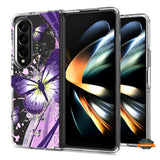 For Samsung Galaxy Z Fold 4 5G Hybrid Trendy Image Patterns Design Transparent Hard Back Shockproof TPU Rubber  Phone Case Cover