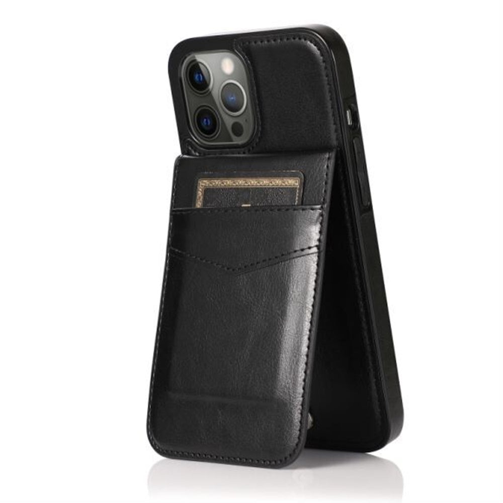 For Apple iPhone 13 Pro Max Wallet Case with Credit Card Holder Vertical Leather Kickstand Magnetic Buttons Flip Pouch  Phone Case Cover