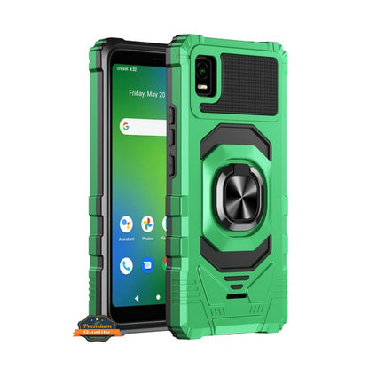 For Cricket Debut Smart Hybrid Magnetic Car Mount Ring Kickstand Stand Holder Frame Armor Protective [Military Grade]  Phone Case Cover