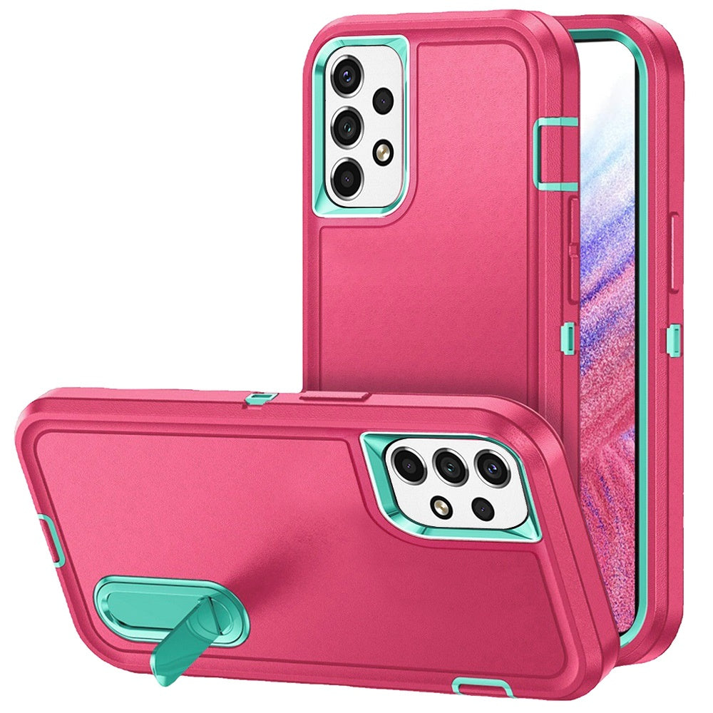 For Apple iPhone 14 Pro (6.1") Hybrid 3 Layers Hard 3in1 Shockproof with Kickstand Heavy Duty TPU Rubber Anti-Drop  Phone Case Cover
