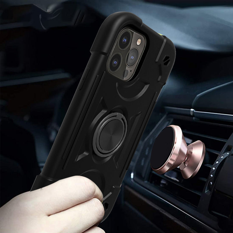 For Apple iPhone SE 3 (2022) SE/8/7 Thick 3in1 Hybrid Rugged TPU Shock-Absorbing with Rotatable Double Rings Kickstand  Phone Case Cover
