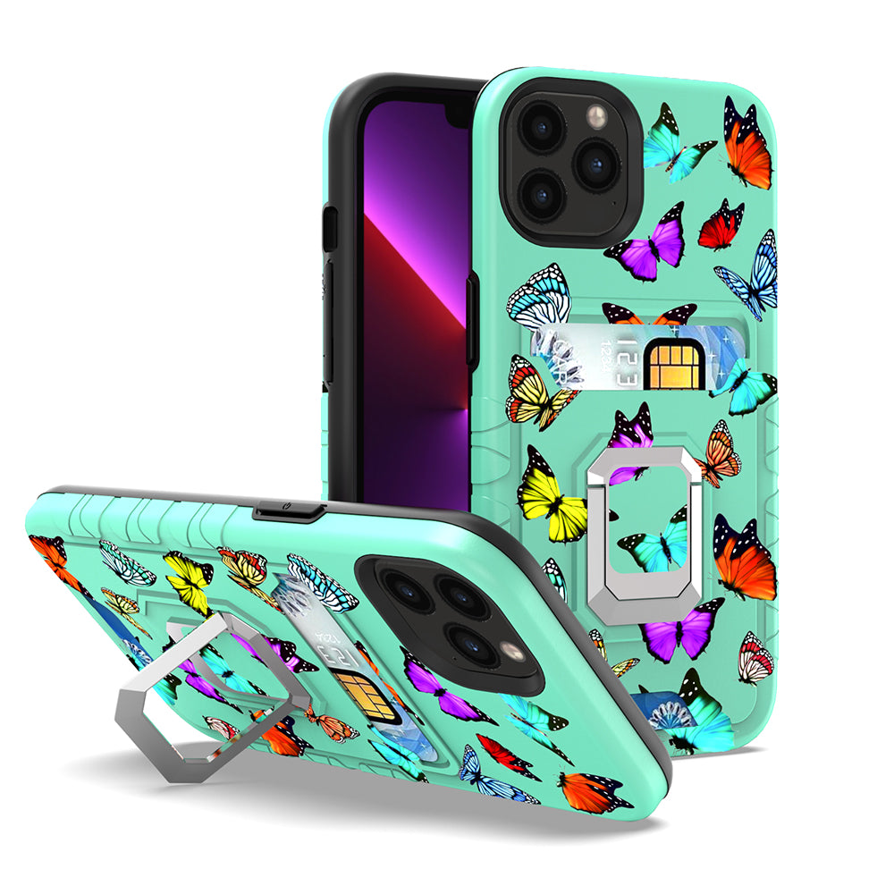 For Apple iPhone 14 Plus (6.7") Stylish Wallet with Credit Card Holder & Magnetic Stand Ring Heavy Duty Hybrid  Phone Case Cover