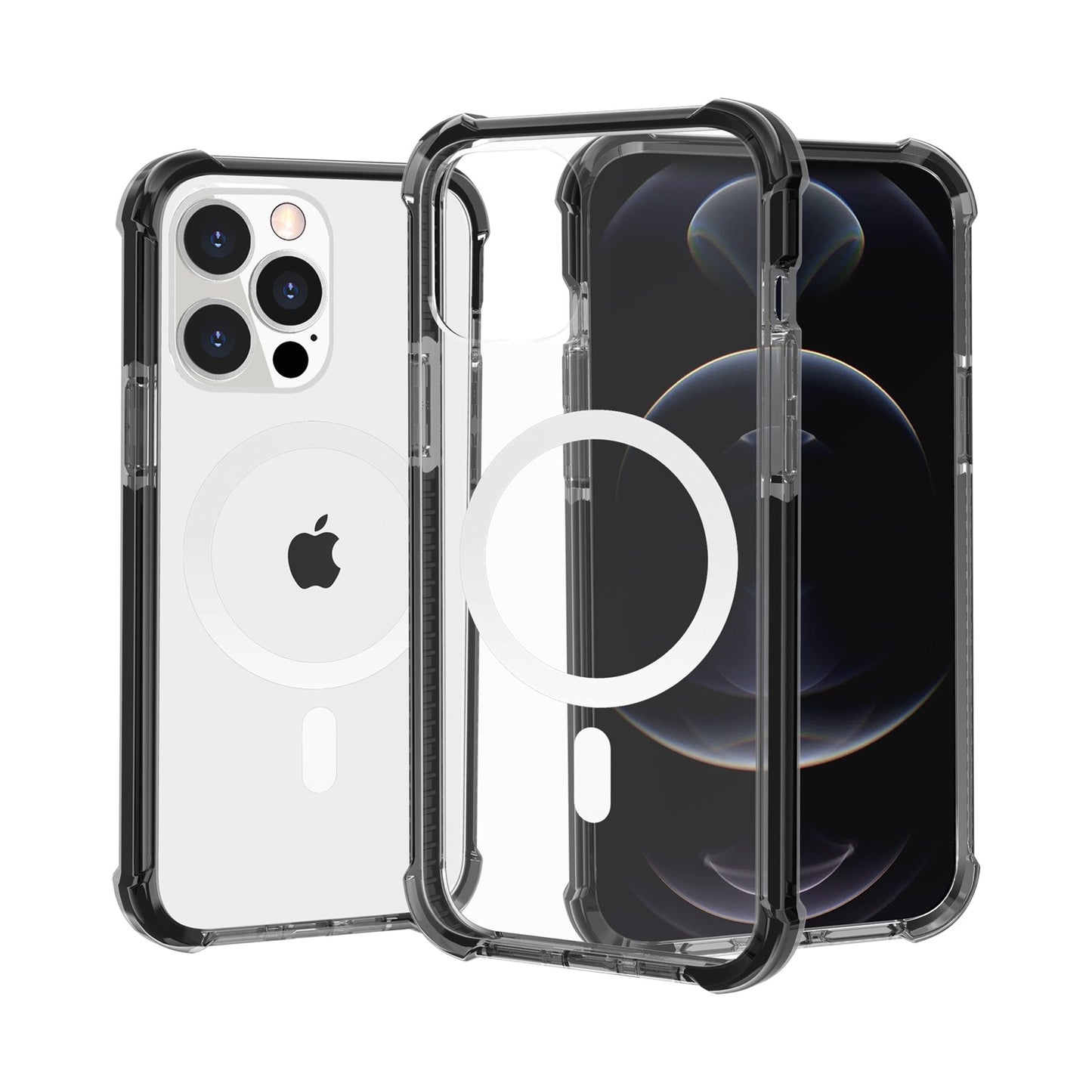 For Apple iPhone 14 Pro Max (6.7") Hybrid Acrylic Transparent Hard TPU Color Frame Bumper Compatible with MagSafe  Phone Case Cover