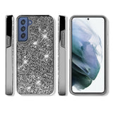 For Samsung Galaxy S22 /Plus Ultra Bling Rhinestone Diamond Shiny Glitter Hybrid Bumper Dual Layer Defender Rugged Shell Hard Rubber  Phone Case Cover