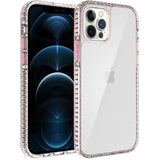 For Apple iPhone 13 (6.1") Crystal Transparent Rugged Shockproof Hybrid PC+TPU Colorful Buttons Military Grade Protection Back  Phone Case Cover