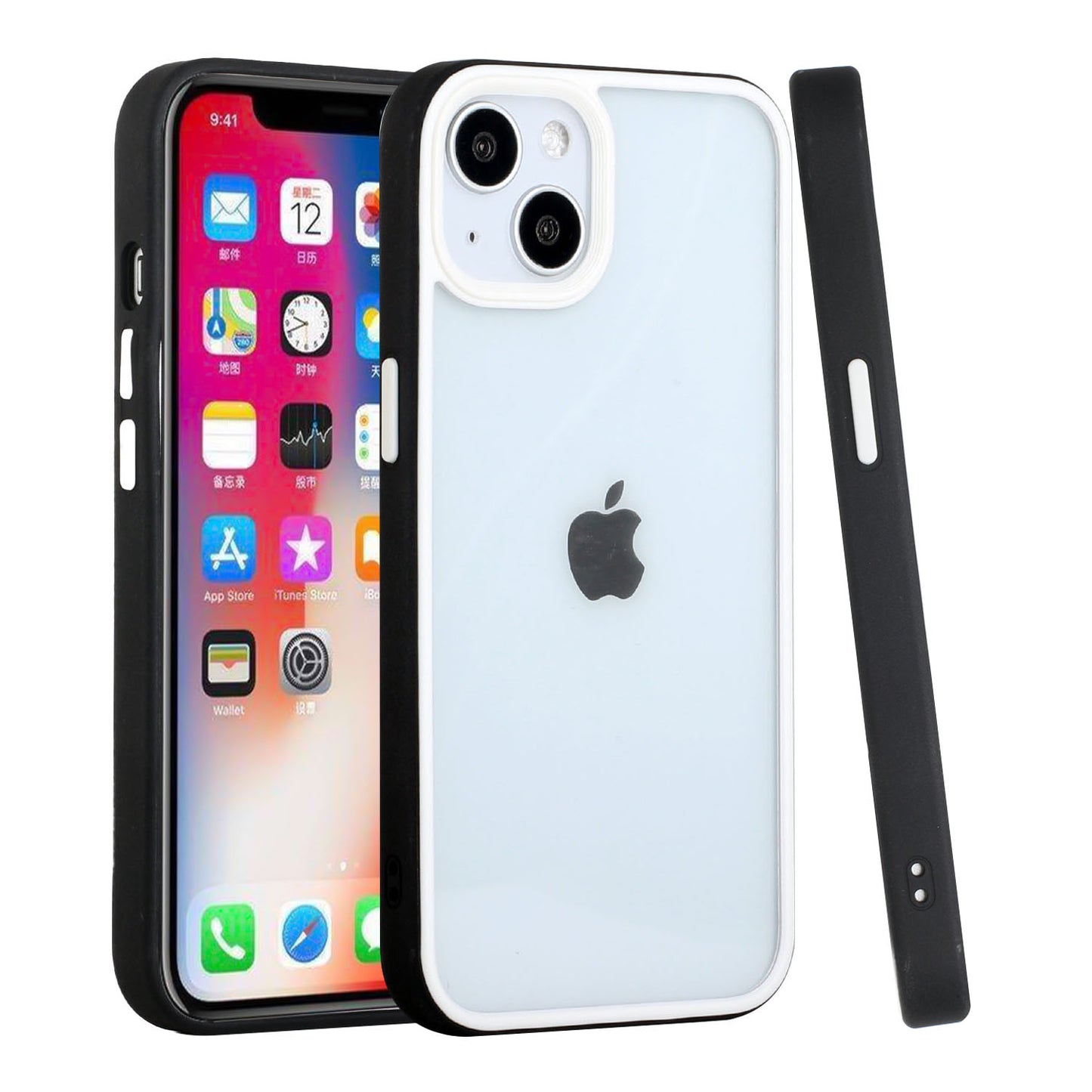 For Apple iPhone 14 /Plus Pro Max Hybrid Transparent Colored Frame Bumper Hard Back Shockproof Slim  Phone Case Cover