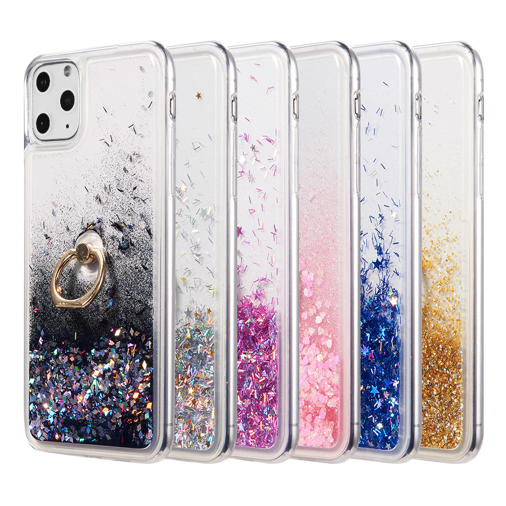 For Samsung Galaxy A13 5G Hybrid Bling Liquid Quicksand Glittering Sparkle TPU Rubber PC with Ring Stand Holder Kickstand  Phone Case Cover