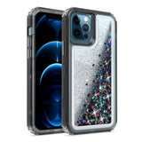 For Apple iPhone 13 Pro (6.1") Luxury Floating Glitter Case Sparkle Bling Quicksand Clear Heavy Duty Bumper Dual Layer PC Frame TPU Back  Phone Case Cover