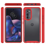 For OnePlus 10T 5G Clear Dual Layer Tuff Rugged Bumper Frame Heavy Duty Hybrid Shockproof Rubber Full Body Defender Red Phone Case Cover