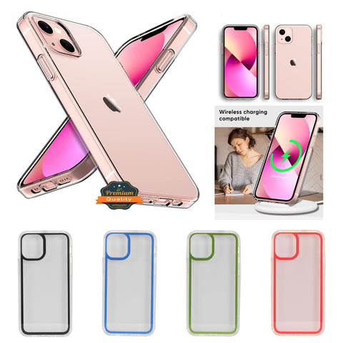 For Apple iPhone 13 /Pro Max Mini Transparent Gummy Acrylic TPU Hybrid Cushion Rigid Shock Protection Rubber Color Bumper Frame  Phone Case Cover