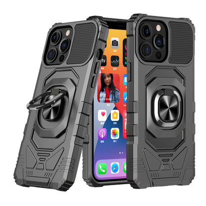 For Cricket Vision Plus Full-Body 2in1 Magnetic Car Mount Metal Ring Holder Kickstand Heavy Duty Hybrid Armor  Phone Case Cover