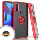 For Motorola Moto G Pure Finger Ring Stand Holder Kickstand Hybrid Frosted Matte TPU Hard PC Frame Shock-Absorption Thin  Phone Case Cover