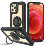 For Samsung Galaxy S22 Transparent Magnetic Ring Stand Hybrid with 360 Degree Rotation Kickstand Armor Bumper Defender  Phone Case Cover