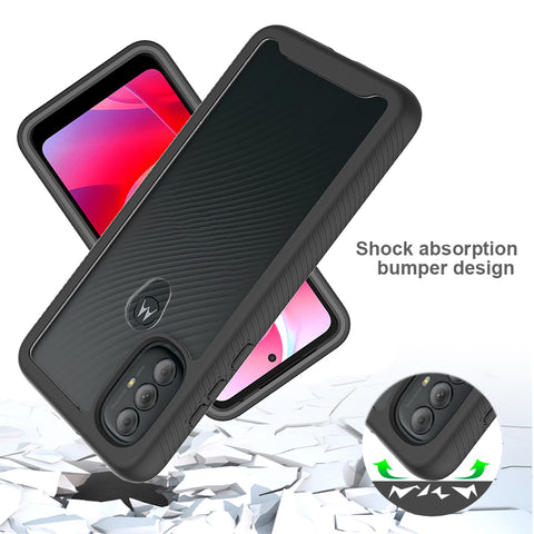 For Motorola Moto G Power 2022 Hybrid Clear Shockproof Dual Layer Protection Hard Rugged PC and Soft TPU Silicone Bumper Frame Back Clear Black Phone Case Cover