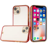 For Apple iPhone 13 (6.1") Slim Hybrid Gold Plated Chrome Transparent Rubber Gummy Hard PC Thick TPU Protective  Phone Case Cover