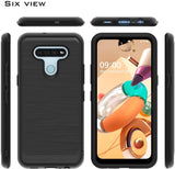 For Samsung Galaxy A03s (2022) Armor Brushed Texture Rugged Carbon Fiber Design Shockproof Dual Layers Hard PC + TPU Protective  Phone Case Cover