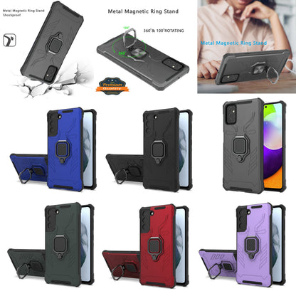 For Samsung Galaxy S20 FE /Fan Edition Shock-Proof Case with Kickstand Ring Holder Texture Rugged Hybrid Dual Layer  Phone Case Cover