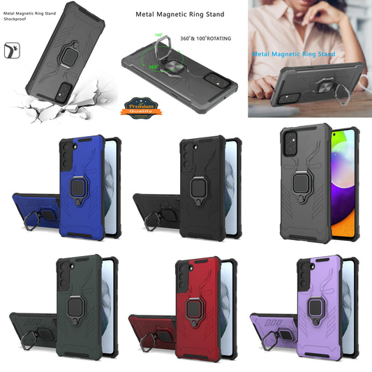 For Samsung Galaxy S20 FE /Fan Edition Shock-Proof Case with Kickstand Ring Holder Texture Rugged Hybrid Dual Layer  Phone Case Cover
