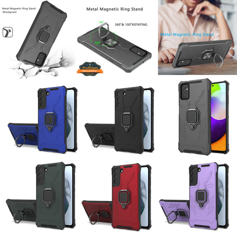 For Samsung Galaxy S20 FE /Fan Edition Shock-Proof Case with Kickstand Ring Holder Texture Rugged Hybrid Dual Layer  Phone Case Cover