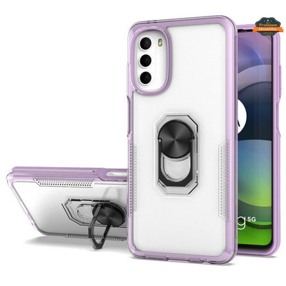 For Samsung Galaxy A23 5G Transparent Hybrid PC Magnetic Ring Stand (work with Car Mount) Detachable Frame Bumper  Phone Case Cover