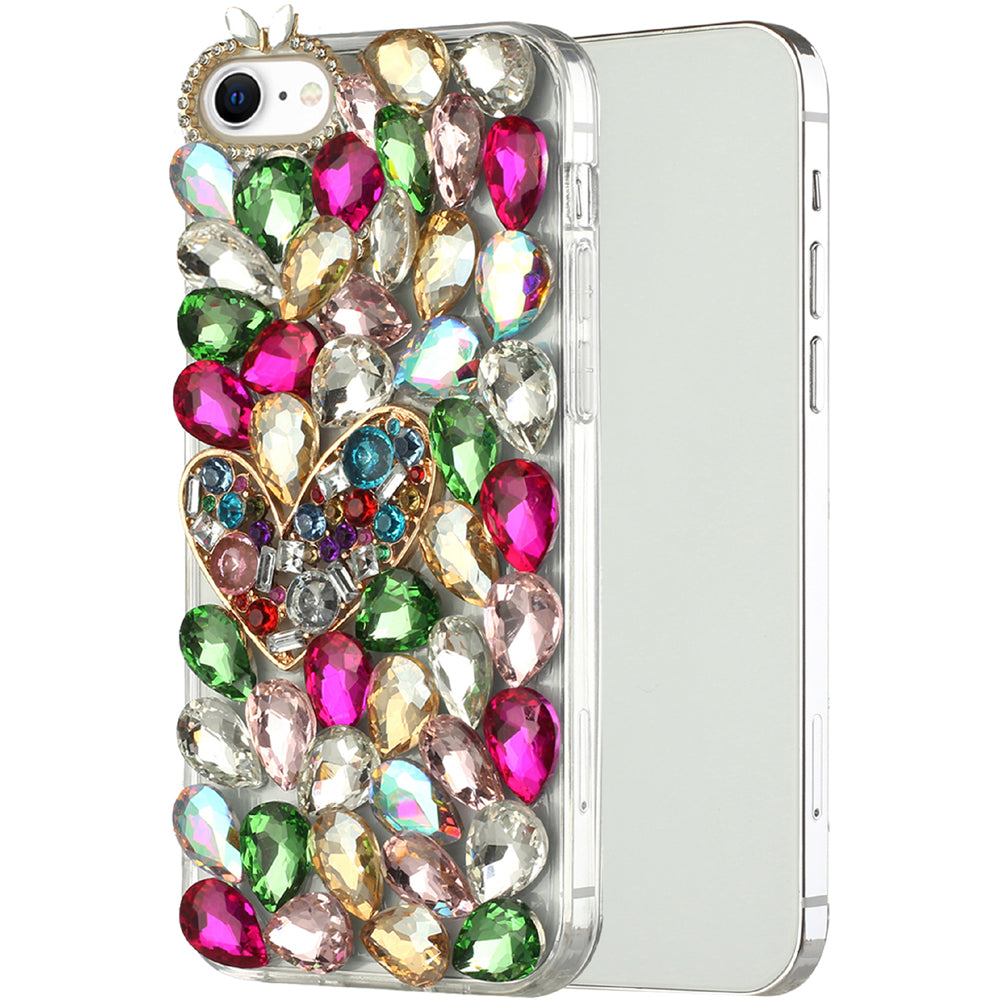 For Apple iPhone SE 3 (2022) SE/8/7 Bling Crystal 3D Full Diamonds Luxury Sparkle Rhinestone Hybrid Protective  Phone Case Cover